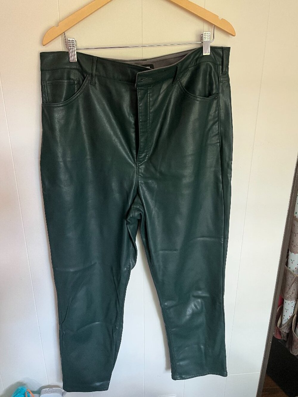Faux green leather pants